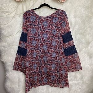 VOLCOM Floral Longsleeve Above Knee Dress